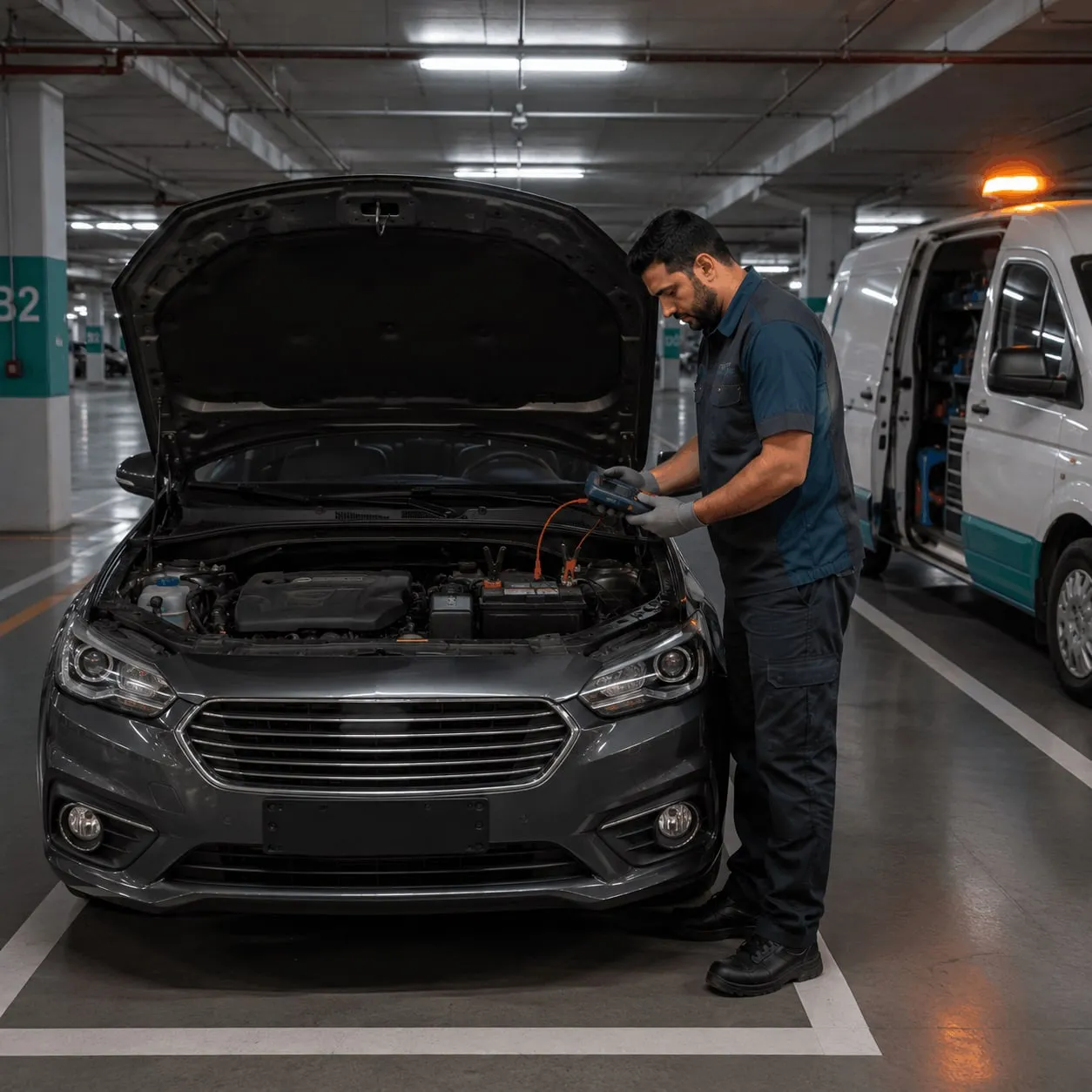 A safe boost for a flat battery, followed by a test so you know if it will last.